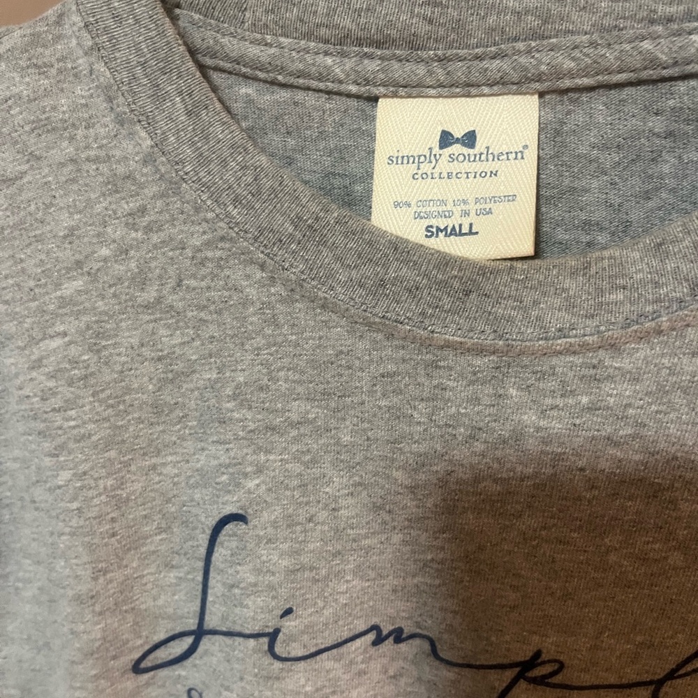 Simply Southern Heather Gray Tee with Navy Script